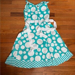 Polka Dot Kids Dress - Teal and White